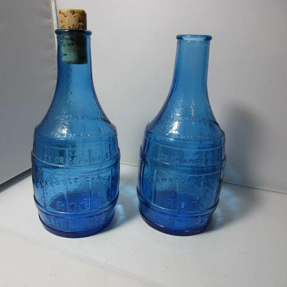 2 Blue Vintage Root Bitters Bottles Collectible